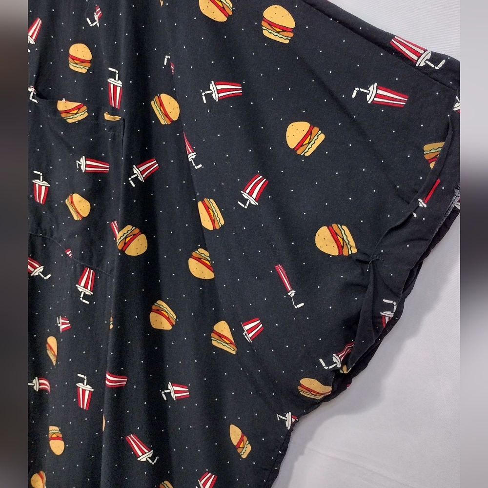Lularoe Charlie Novelty Print Button Shirt Mens 3XL Black Casual Comfy Retro 90s - Picture 3 of 9